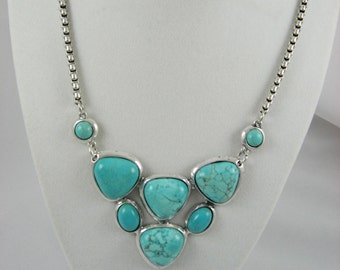 Turquoise Necklace , Necklace Turquoise , Turquoise Statement Necklace , Turquoise Magnesite necklace, Gift For Her