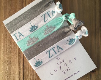 Zeta Tau Alpha Hair Ties; Sorority Hair Ties; Sorority Bracelet; Sorority Recruitment; Sorority Big Little; Sorority Gift; Zeta Tau Alpha