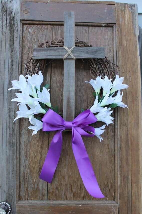 Easter Wreath Cross Wreath Easter Decor Easter Lilly