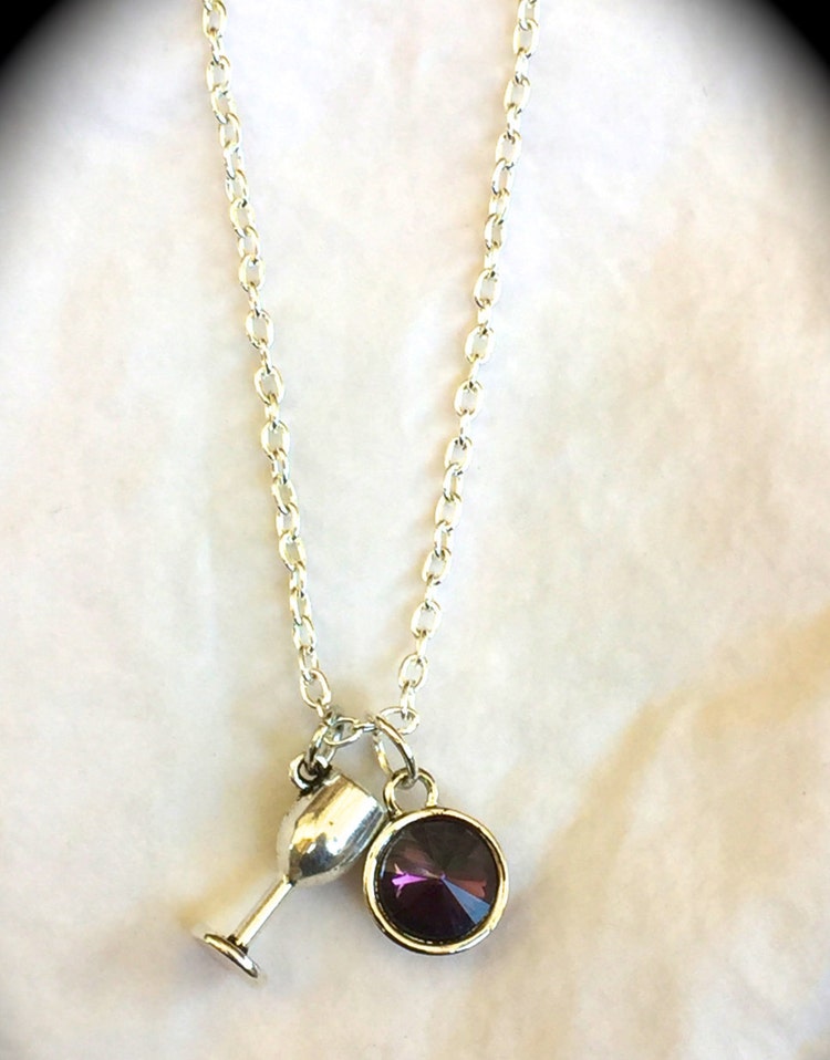 WIne necklaceWine charm birthstone by LauraHaycraftDesigns on Etsy