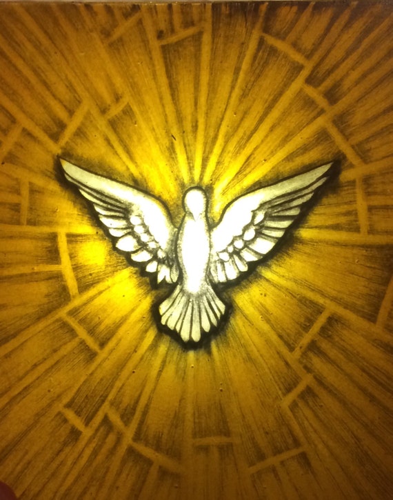 Holy Spirit Dove Painted Stained Glass