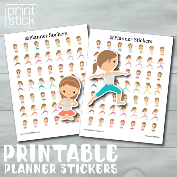 yoga planner stickers printable meditation perfect for