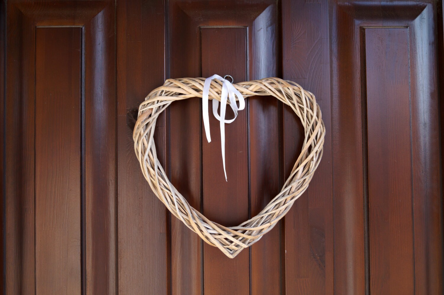 Vintage wicker heart.Handmade wicker Heart. Rustic Wall decor.