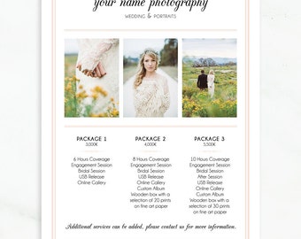 Pricing Template, Price List, Pricing Guide, Photography Templates, Wedding Photography, Photography Pricing Template, Printable Template