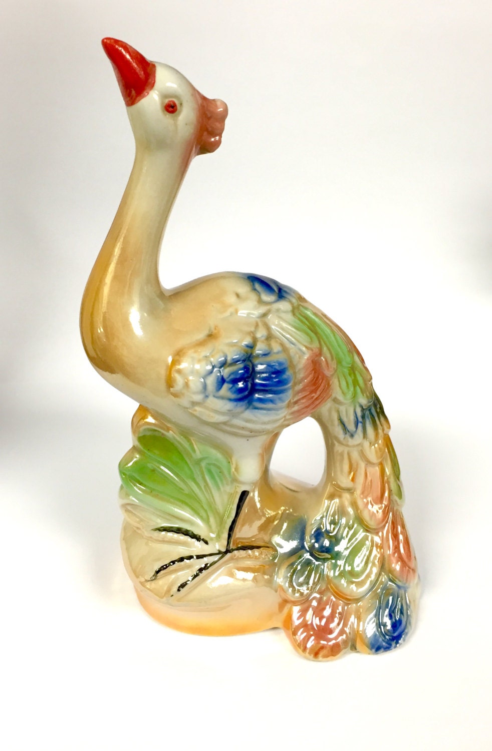 Vintage Lusterware Peacock Made In Brazil