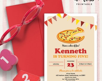 Pizza Party Invitation | 5x7 | Editable PDF File | Instant Download | Personalize at home with Adobe Reader