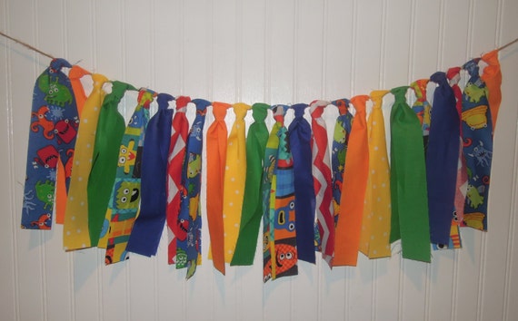 Monster Fabric Banner Primary Colors Birthday Cake by SarwoldSeeds