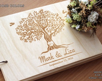 Guest Book Rustic Wedding Guest Book Alternative Personalized Wedding Guestbook Wood Custom Engraved Guest Book Tree Guest Book