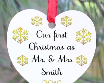 Our First Christmas Ornament, Our First Christmas as Mr. and Mrs., Mr. and Mrs. Ornament, Wedding Ornament, Wedding Gift, Mr. and Mrs. Gift