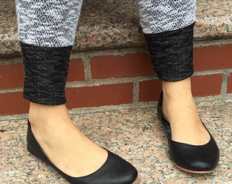 Alex Black Leather Ballet Flats