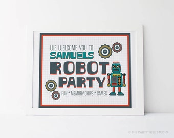 Robot Fuel Party Welcome Sign Printable