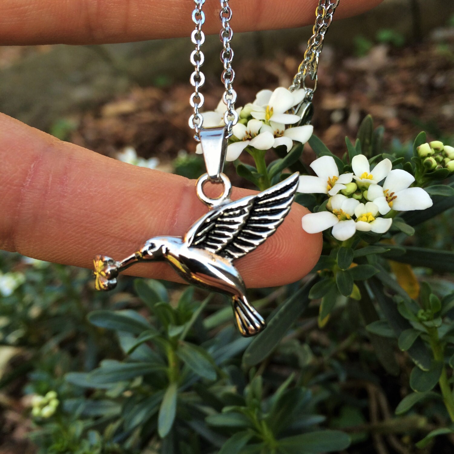 Hummingbird Stainless Steel Cremation Pendant Jewelry Ash Urn