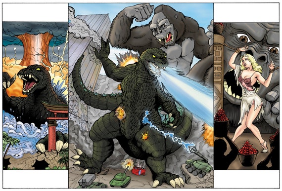 King Kong Vs Godzilla fan art print by Doc Vaughn Art