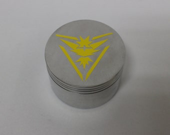 Aluminum Pokemon Team Instinct Go Yellow Herb Grinder 2.5" 4 Piece Weed Accessory