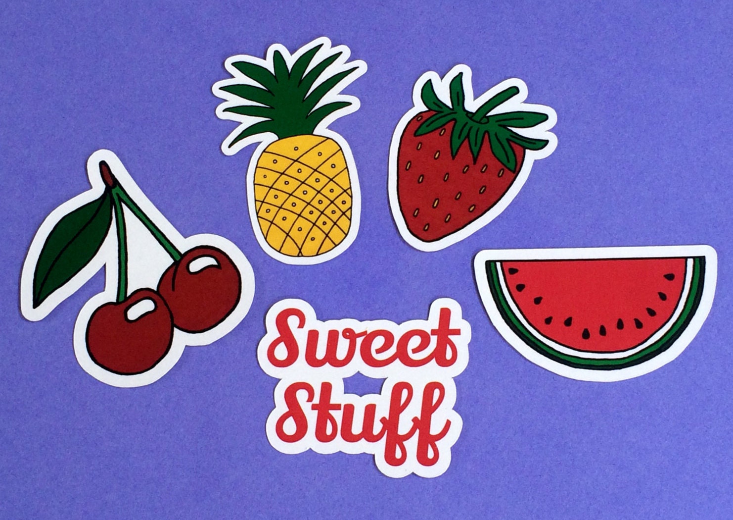  Fruit  Stickers  Set of 5 Food Sticker  Laptop Sticker  Phone