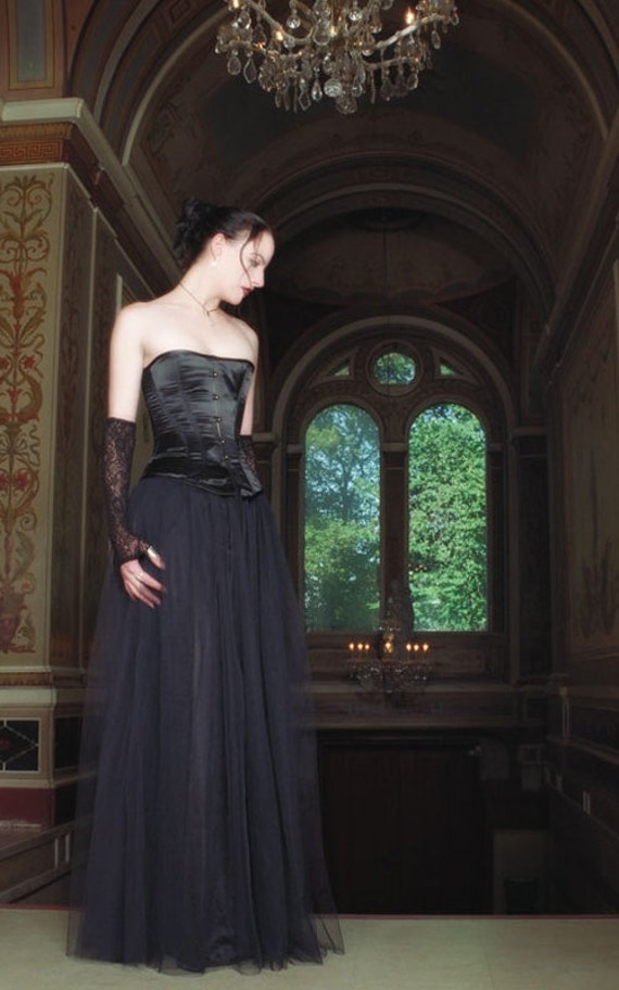 Long Black Tulle / Net Wrap Skirt - Gothic - SALE Last few! by TheDarkAngelSALE steampunk buy now online