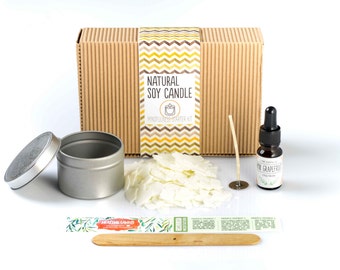 DIY Kit - Aromatherapy Candle Making Starter / Beginner Pack Natural Soy Wax + Pure Essential Oil - creative gift for mindful people