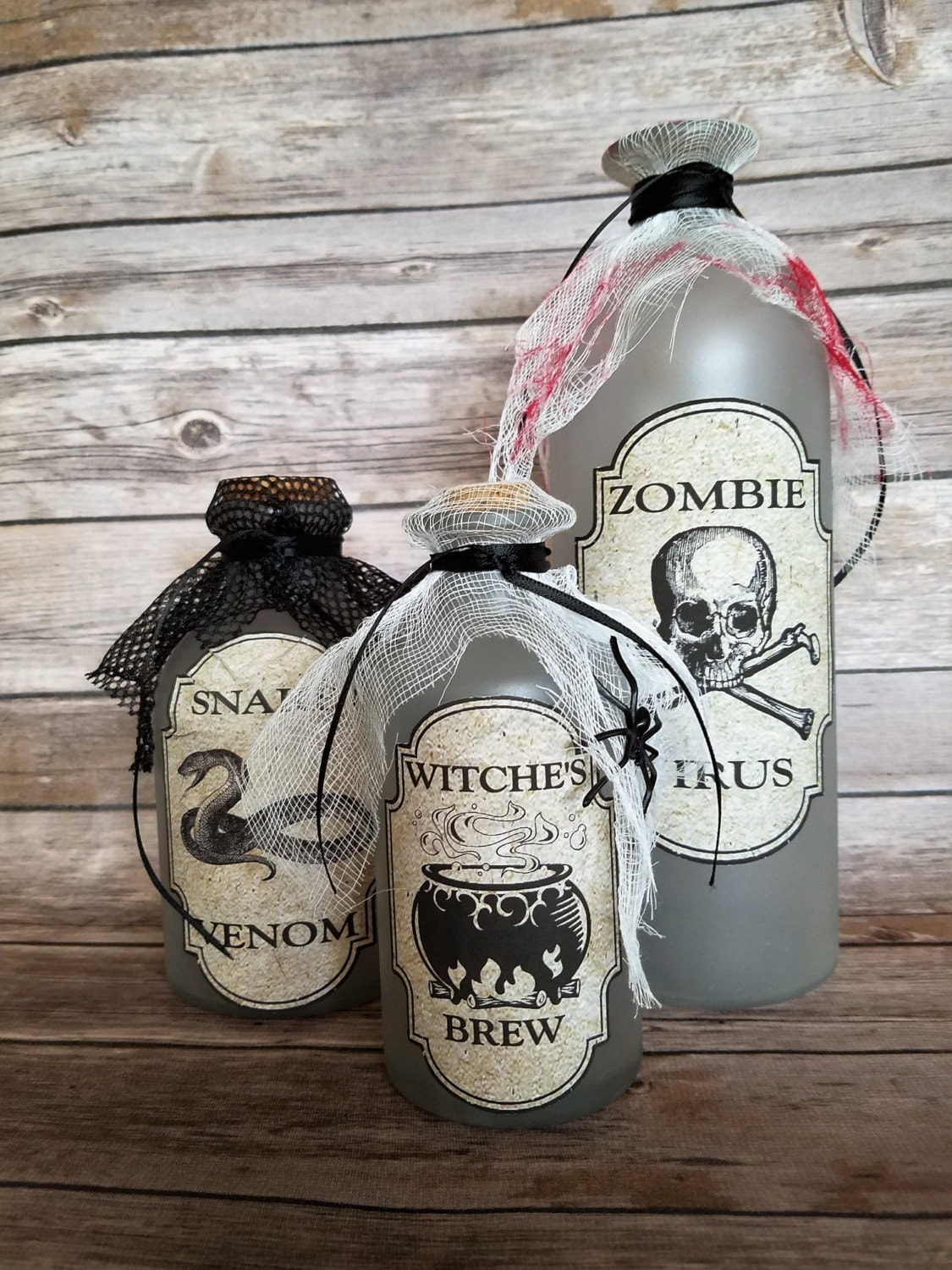 Set of 3 Halloween Potion Bottles