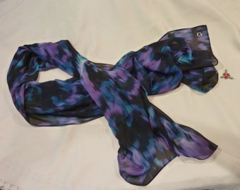 Vintage Calvin Klein Scarf - Beautifully Coloured in Purples, Teals and Black - Wonderful Accessory for Any Outfit - Gift for Her