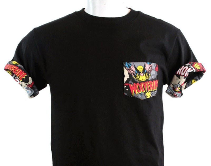 Wolverine Pocket Roll-up Sleeves T-Shirt Avengers T-shirt