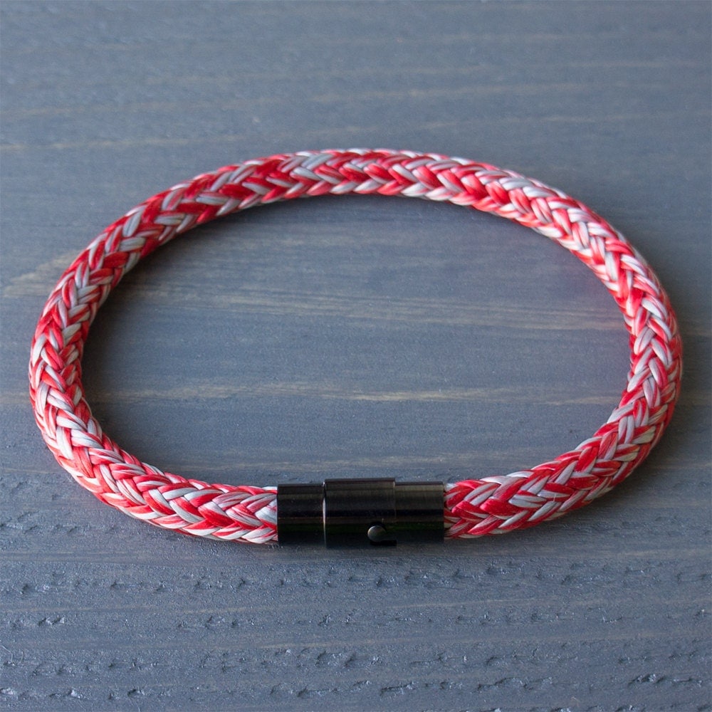 Red Bracelet Rope Bracelet Mens Bracelet Womens by Wiyer