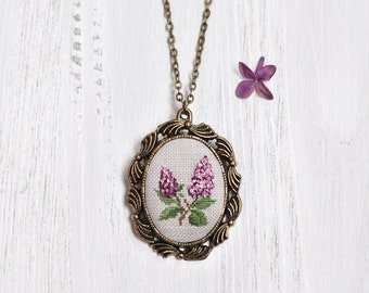 2nd Anniversary Gift For Her. Lilac Necklace. Cotton Wedding Anniversary Gift. Christmas Gift Idea For Wife. Lilac Bouquet Necklace