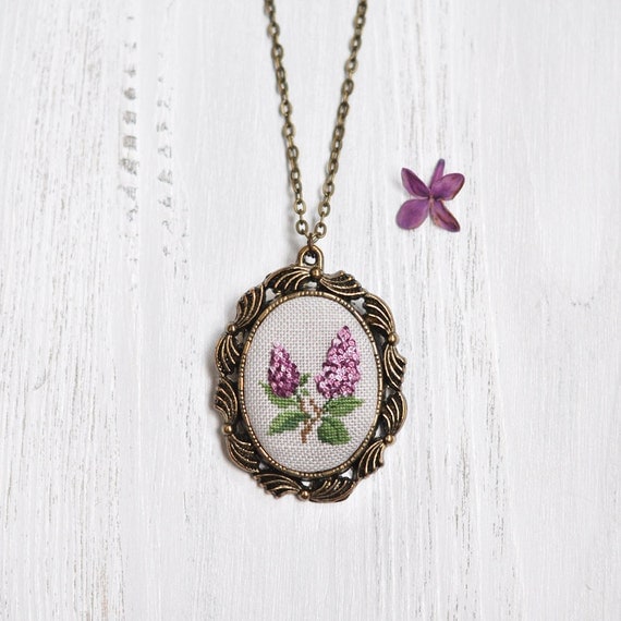  2nd  Anniversary  Gift  For Her  Lilac Necklace Cotton Wedding 