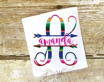 Serape Mexican Blanket Name Decal, Personalized YETI Decal, Laptop, Car, Macbook, Tumbler, Lilly Pulizter, Cheetah, Leopard, Aztech, Camo