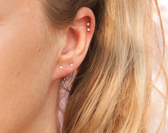 Tiny diamond studs - diamonds - 9ct gold stud earrings - gold studs - diamond studs - small diamond studs - diamond earrings - SF2252