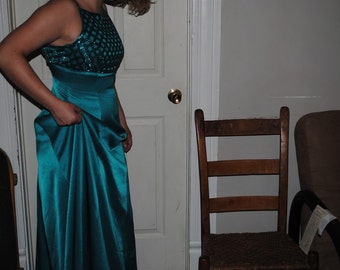 Vintage Beaded Teal Casadei Dress