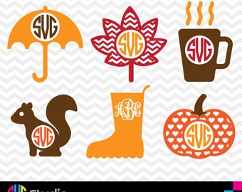 FALL MONOGRAM SVG Files, Silhouette, Die Cut, Vinyl Cutter, Monogram, Screen Printing svg#014