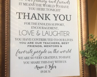 Wedding Thank You Sign- Printable Wedding Decor- 8x10- INSTANT DOWNLOAD
