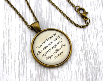 Edgar Allan Poe, 'Let My Heart Be Still', The Raven Quote Necklace or Keychain, Keyring.