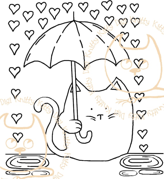 Digi Stamp Instant Download. Puddles Of Kitty Love. Knitty Kitty Digis No. 17