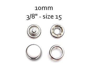 25 sets Metal Fasteners 10MM. capped snaps. clothes fasteners. no sew snap buttons. metal prong snaps. baby bib snaps #700136