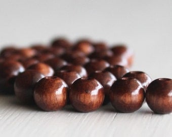100 Walnut 8mm Wood Beads