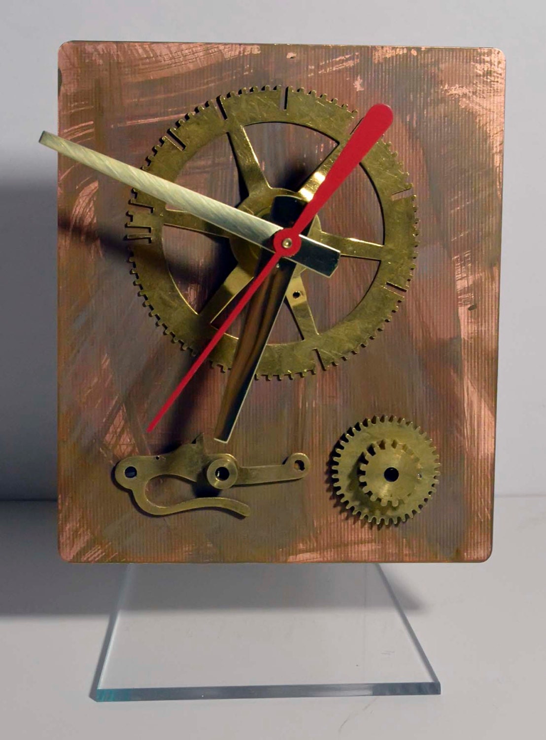 Desk clock unique OOAK USA made steampunk industrial eclectic