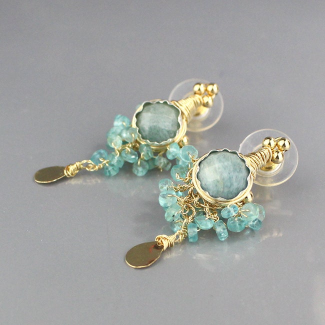 Aquamarine Stud Earrings Aquamarine Statement Earrings