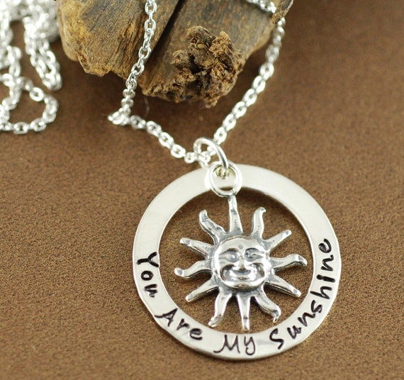 You are my sunshine Necklace Hand Stamped Jewelry by AnnieReh