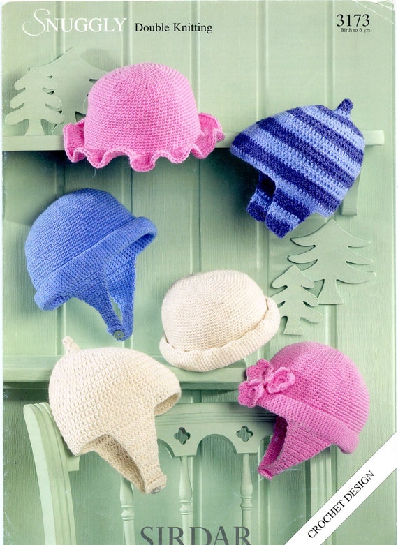 Sirdar Snuggly DK Crochet Pattern 3173 Crochet Hats 6 Designs