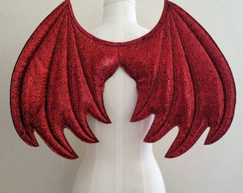 Metallic Red Dragon Wings, Costume wings, Halloween costume, wire free, kids dress up wings, pretend play, Smaug costume, cosplay devil