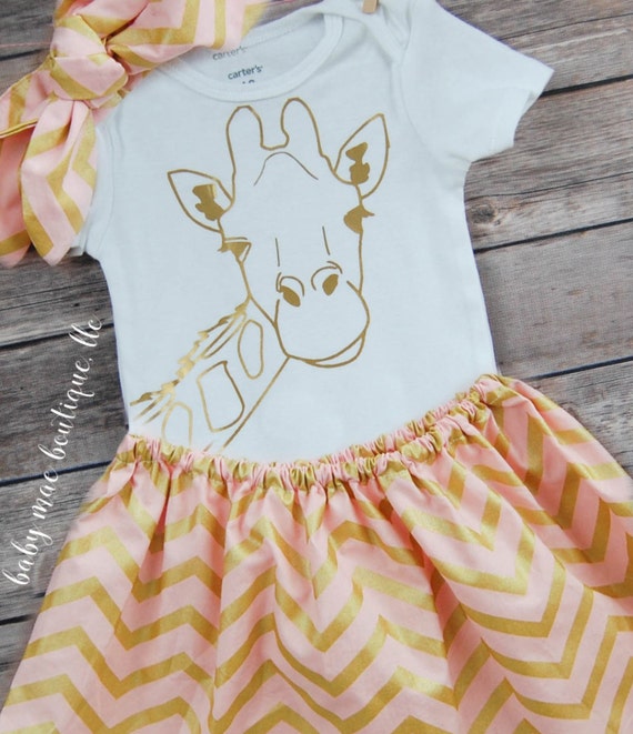 Items similar to Baby Girl Outfit / Giraffe Outfit / Bodysuit with