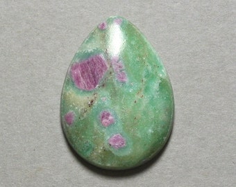 green RUBY in FUCHSITE drop cabochon 22X30mm pear designer cab