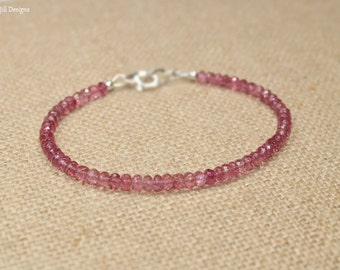 Pink Tourmaline Bracelet, Pink Tourmaline Jewelry, October Birthstone, Gemstone Jewelry