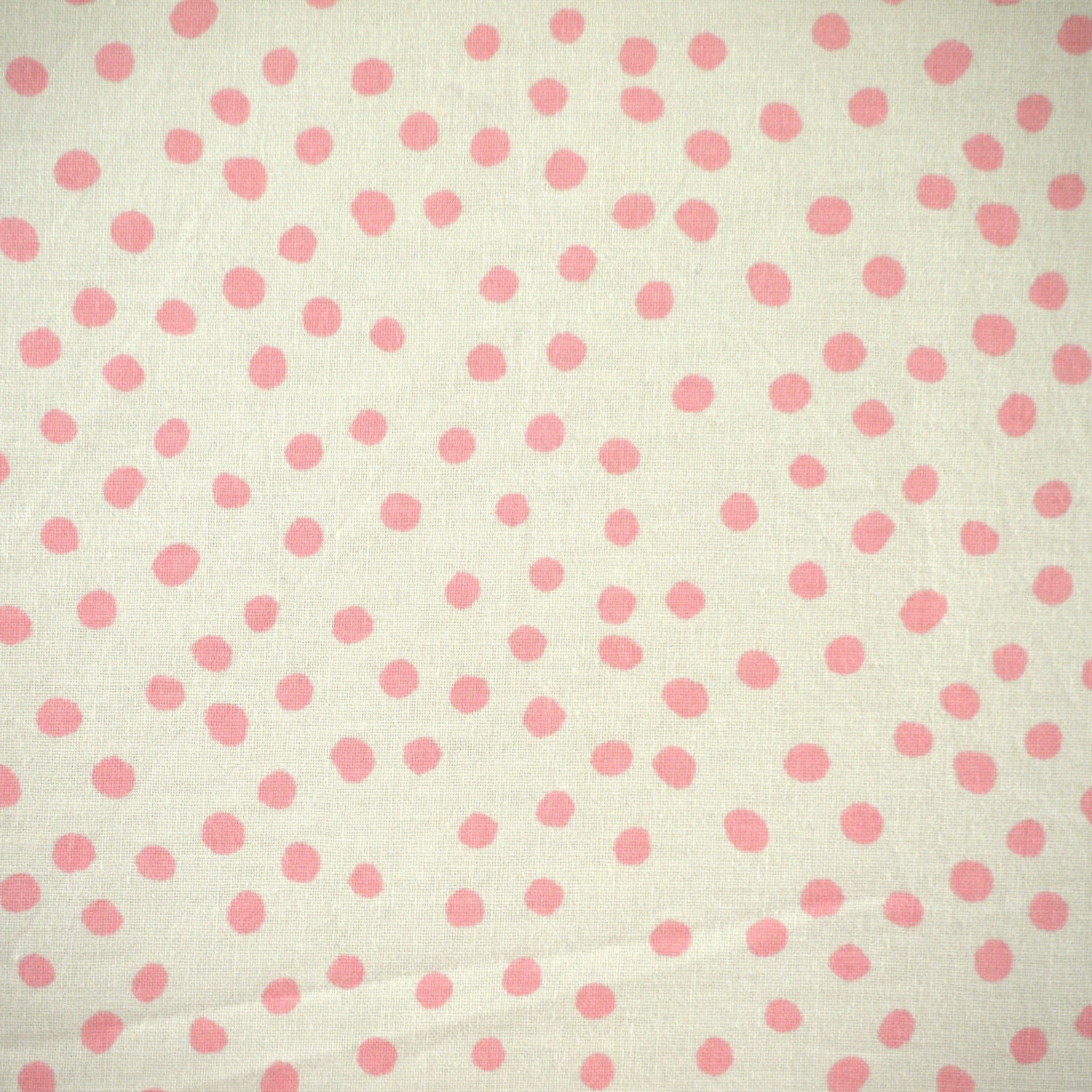 White Pink Polka Dots Print Quilting Cotton Or Craft Fabric