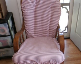 Nursery Glider Rocker SlipCover -Pink Ticking with Brown Stripes Covers for your cushions