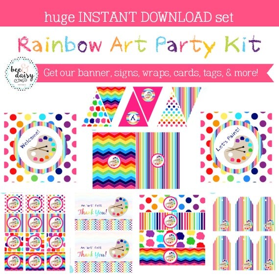 Art Birthday Party, Art Birthday Decorations, Art Party Decorations, Painting Birthday Party, Painting Party Decorations, BeeAndDaisy Il_570xn