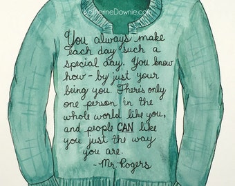 Watercolor Mr. Rogers Sweater and Quote Print
