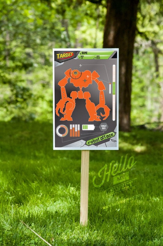 Nerf Party Game Shooting Targets Robots Printable Game