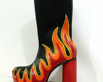 Made to order flame platform boots